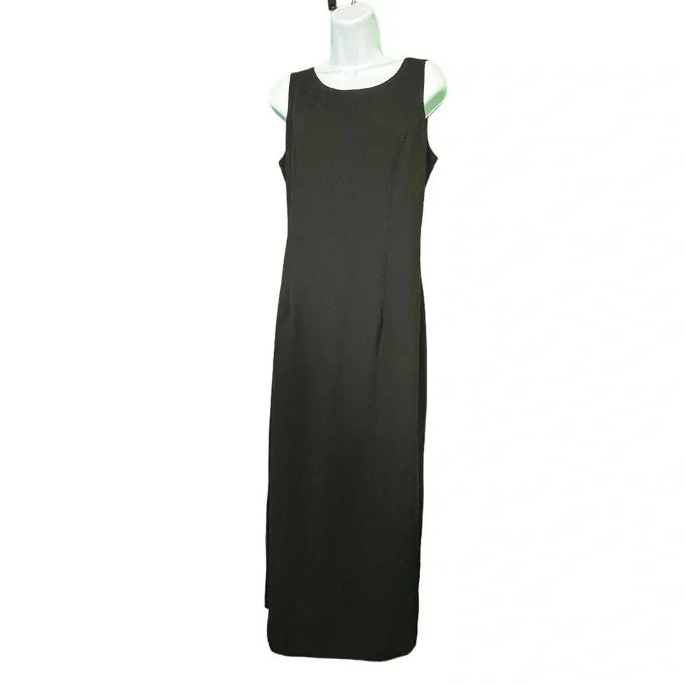 Danny & Nicole Size 10 Black Sleeveless Polyester Dress with Slit